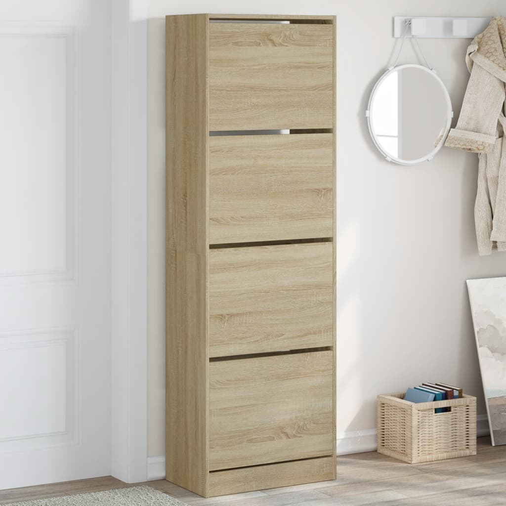 Scarpiera 4 Cassetti Ribaltabili Rovere Sonoma 60x34x187,5 cm - homemem39
