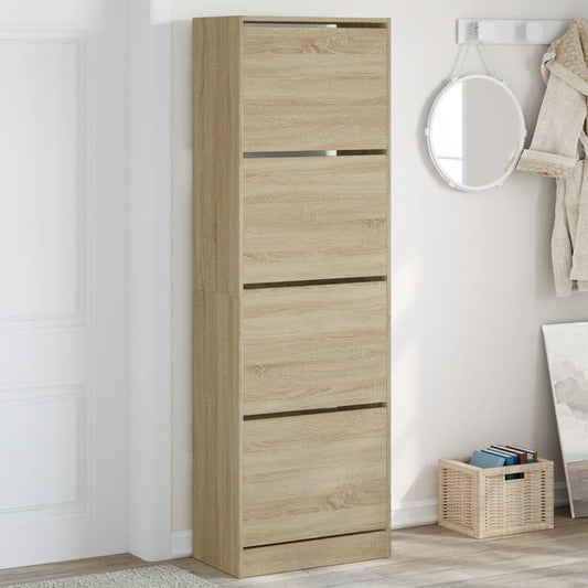 Scarpiera 4 Cassetti Ribaltabili Rovere Sonoma 60x34x187,5 cm - homemem39