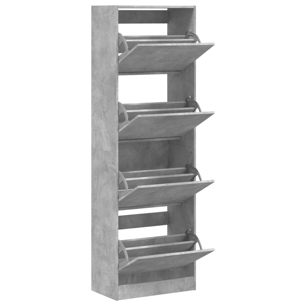 Scarpiera 4 Cassetti Ribaltabili Grigio Cemento 60x34x187,5 cm - homemem39