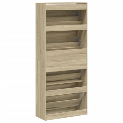 Scarpiera 4 Cassetti Ribaltabili Rovere Sonoma 80x34x187,5 cm - homemem39