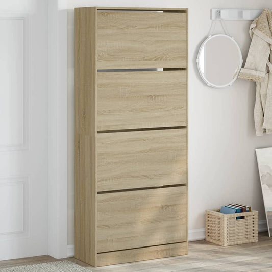 Scarpiera 4 Cassetti Ribaltabili Rovere Sonoma 80x34x187,5 cm - homemem39