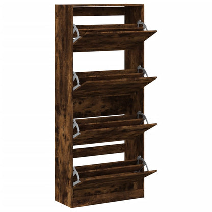 Scarpiera con 4 Cassetti Ribaltabili Rovere Fumo 80x34x187,5 cm - homemem39