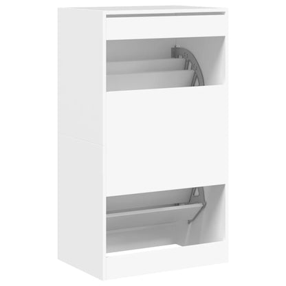 Scarpiera con 2 Cassetti Ribaltabili Bianca 60x42x108 cm - homemem39