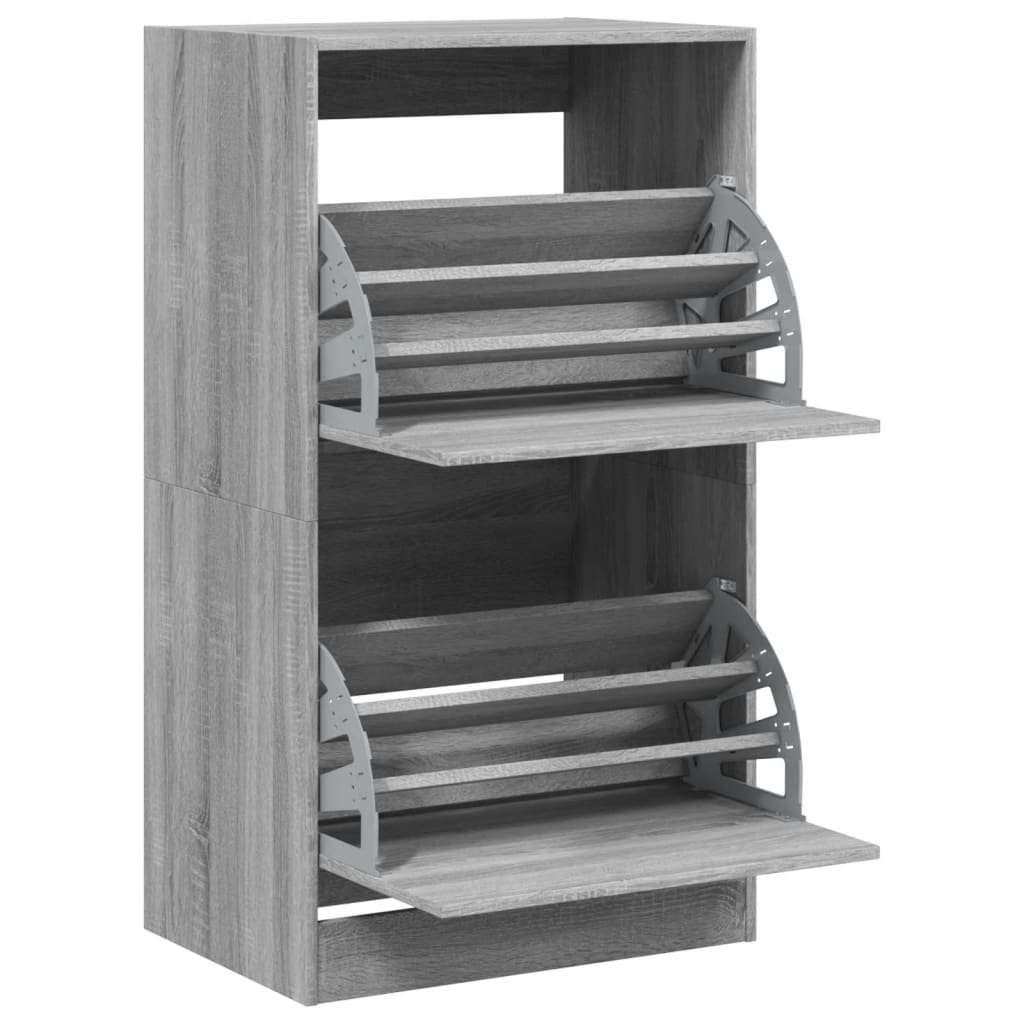 Scarpiera 2 Cassetti Ribaltabili Grigio Sonoma 60x42x108 cm - homemem39