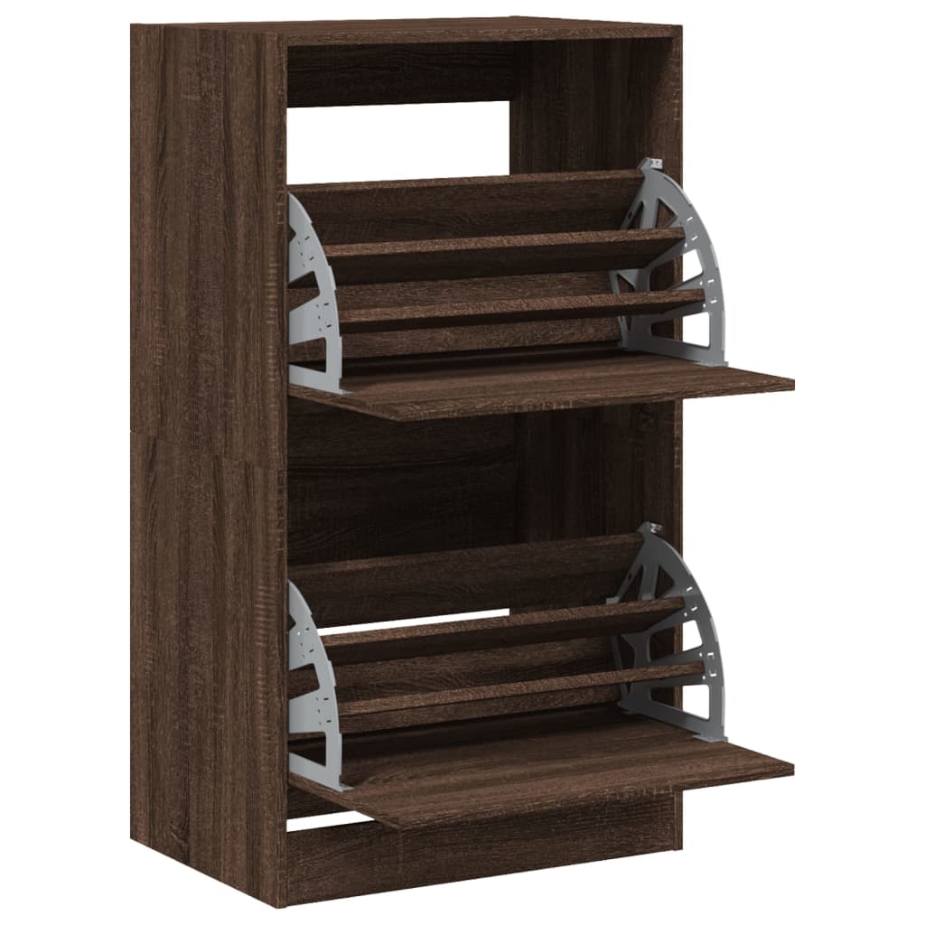 Scarpiera con 2 Cassetti Ribaltabili Rovere Marrone 60x42x108cm - homemem39