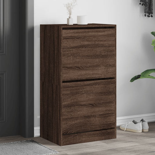 Scarpiera con 2 Cassetti Ribaltabili Rovere Marrone 60x42x108cm - homemem39