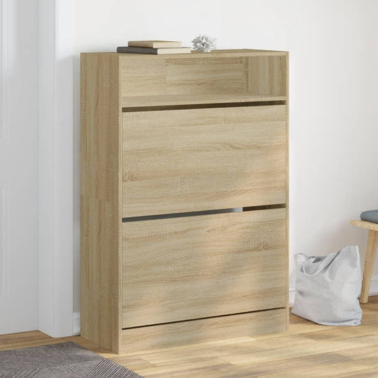 Scarpiera 2 Cassetti Ribaltabili Rovere Sonoma 80x34x116 cm - homemem39