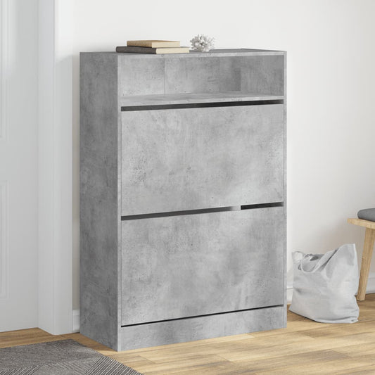 Scarpiera 2 Cassetti Ribaltabili Grigio Cemento 80x34x116 cm - homemem39