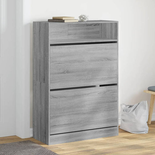 Scarpiera 2 Cassetti Ribaltabili Grigio Sonoma 80x34x116 cm - homemem39