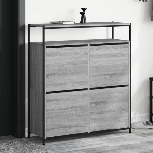 Scarpiera 4 Cassetti Ribaltabili Grigio Sonoma 100x34x112 cm - homemem39
