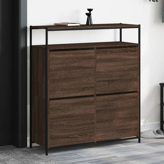 Scarpiera 4 Cassetti Ribaltabili Rovere Marrone 100x34x112 cm - homemem39