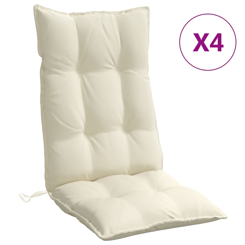 Cuscini per Sedia con Schienale Alto 4 pz Crema Tessuto Oxford - homemem39