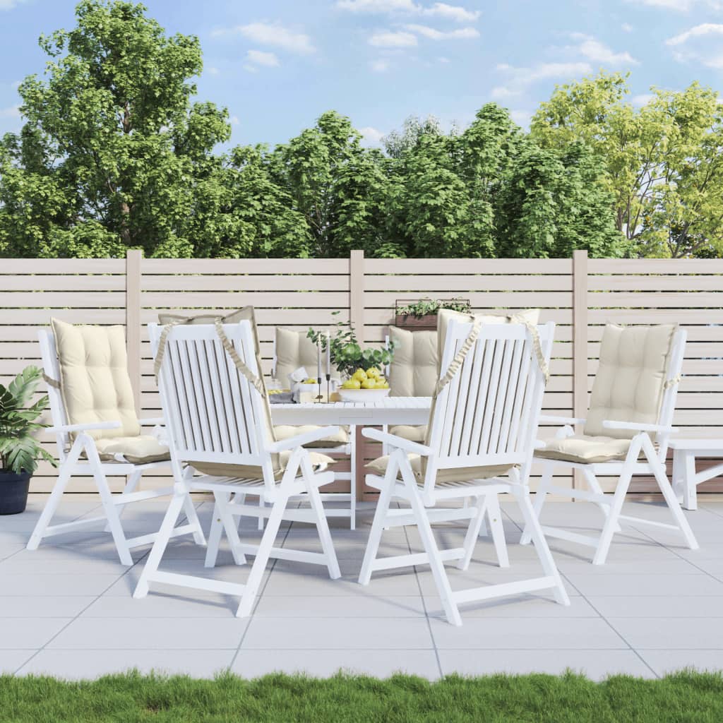 Cuscini per Sedia con Schienale Alto 6 pz Crema Tessuto Oxford - homemem39