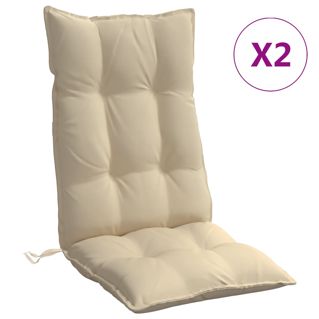 Cuscini per Sedia con Schienale Alto 2 pz Beige Tessuto Oxford | homemem39