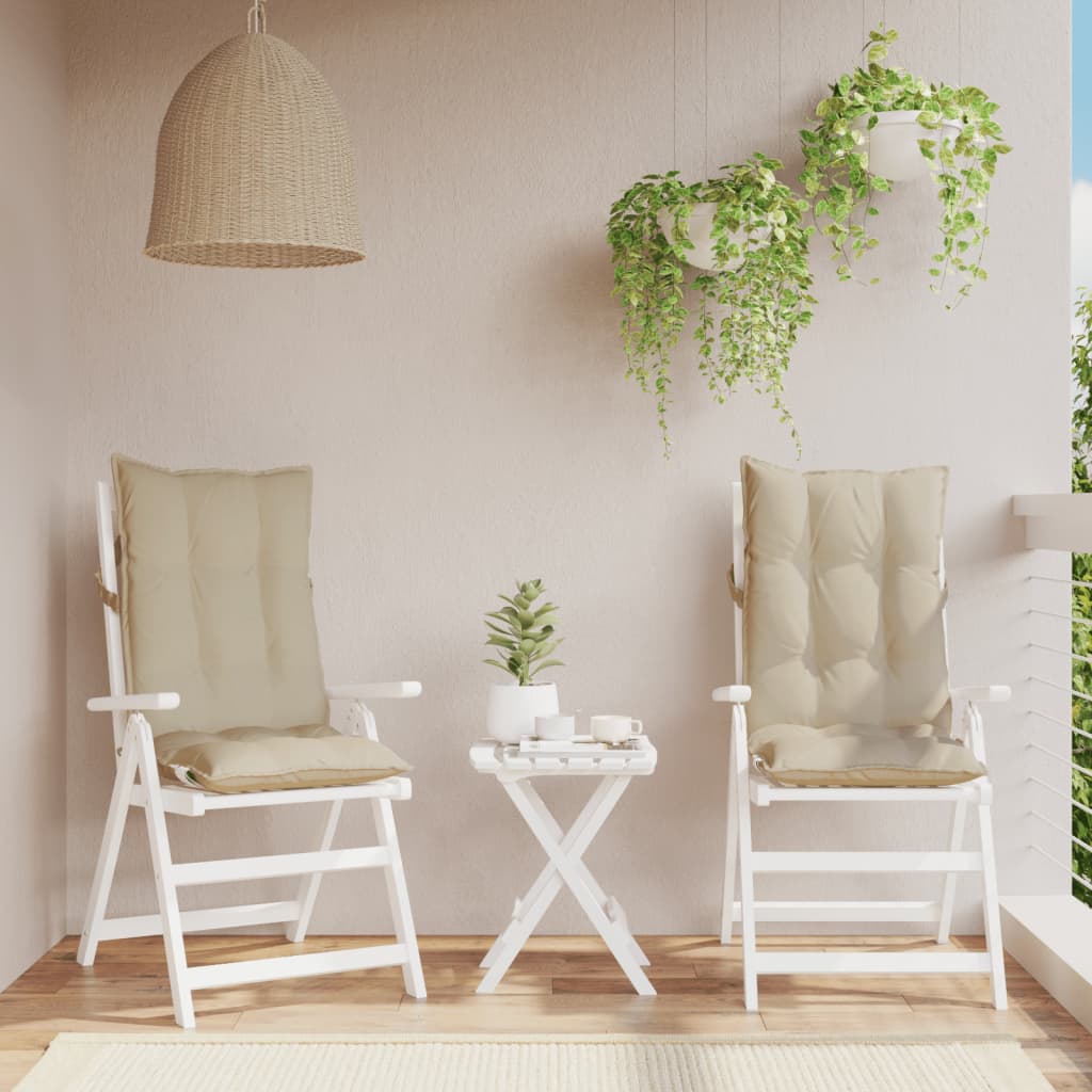 Cuscini per Sedia con Schienale Alto 2 pz Beige Tessuto Oxford | homemem39