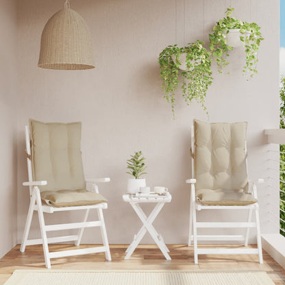 Cuscini per Sedia con Schienale Alto 2 pz Beige Tessuto Oxford | homemem39
