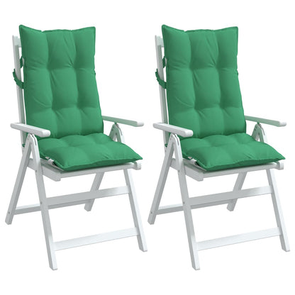 Cuscini per Sedia con Schienale Alto 2 pz Verde Tessuto Oxford