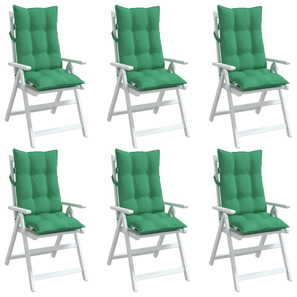 Cuscini per Sedia con Schienale Alto 6 pz Verde Tessuto Oxford