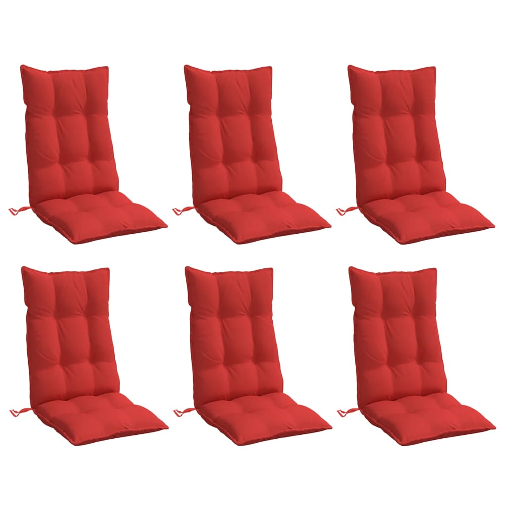 Cuscini per Sedia con Schienale Alto 6 pz Rosso Tessuto Oxford | homemem39