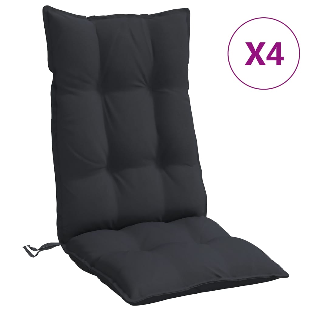 Cuscini per Sedia con Schienale Alto 4pz Nero in Tessuto Oxford | homemem39
