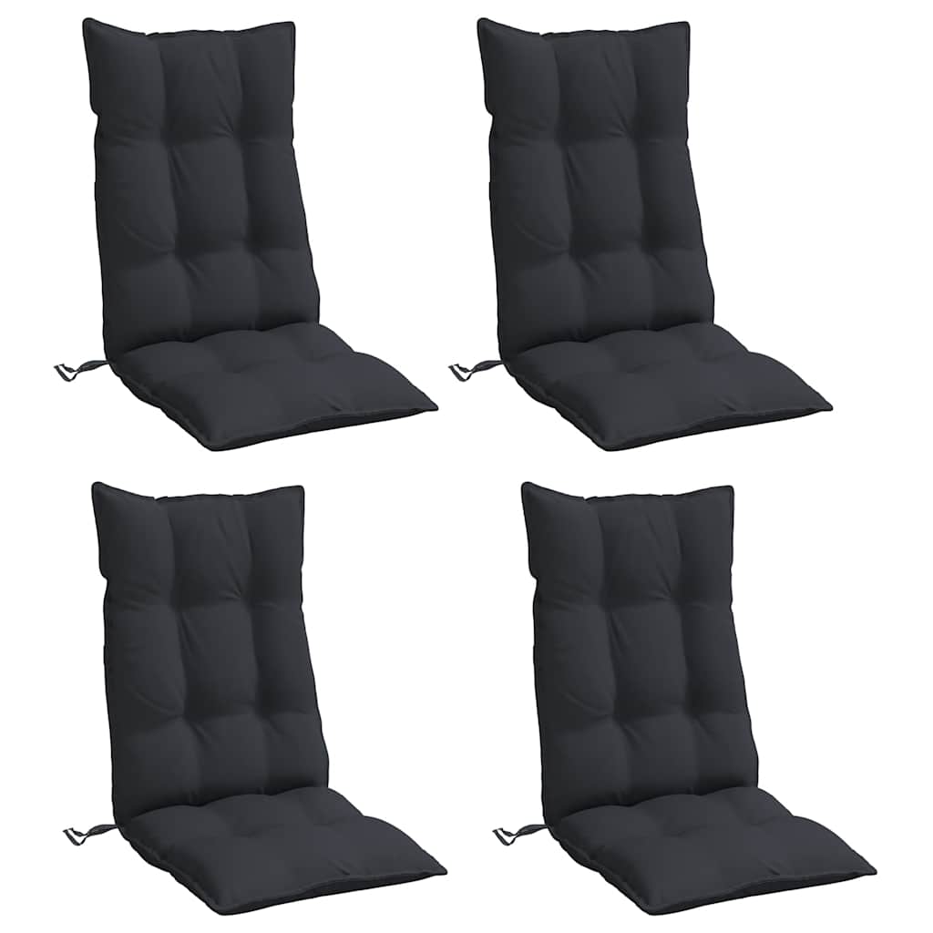 Cuscini per Sedia con Schienale Alto 4pz Nero in Tessuto Oxford | homemem39
