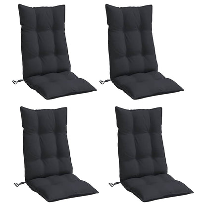 Cuscini per Sedia con Schienale Alto 4pz Nero in Tessuto Oxford | homemem39
