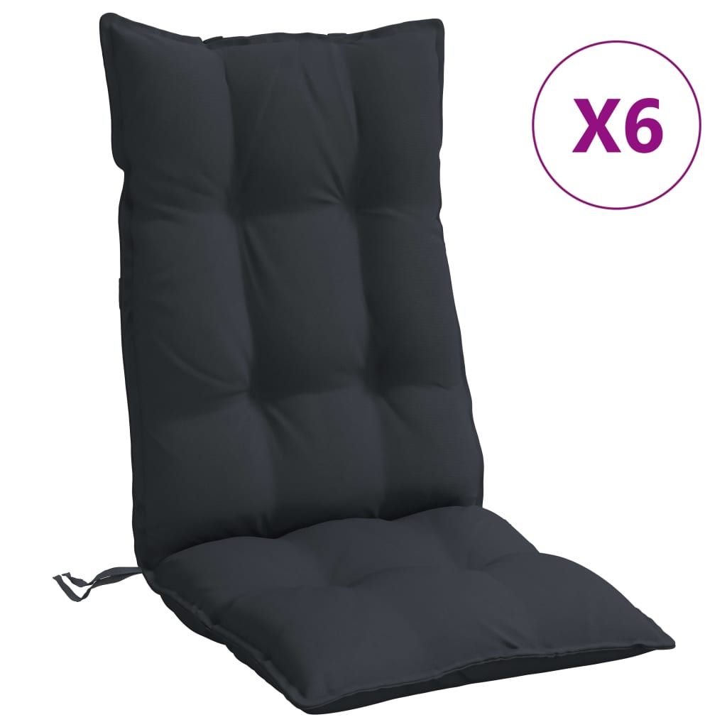 Cuscini per Sedia con Schienale Alto 6pz Nero in Tessuto Oxford | homemem39