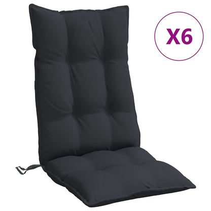 Cuscini per Sedia con Schienale Alto 6pz Nero in Tessuto Oxford | homemem39