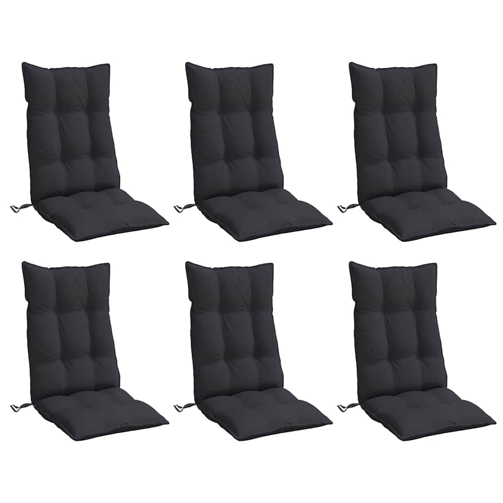 Cuscini per Sedia con Schienale Alto 6pz Nero in Tessuto Oxford | homemem39