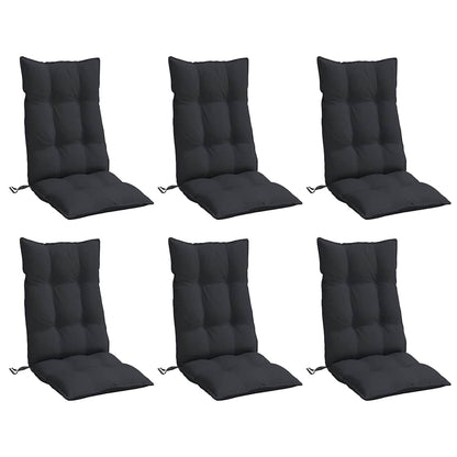 Cuscini per Sedia con Schienale Alto 6pz Nero in Tessuto Oxford | homemem39