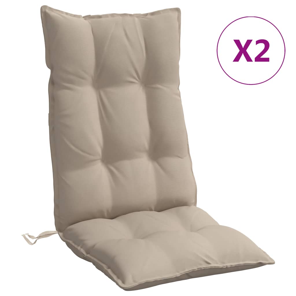 Cuscini per Sedia con Schienale Alto 2pz Tortora Tessuto Oxford | homemem39