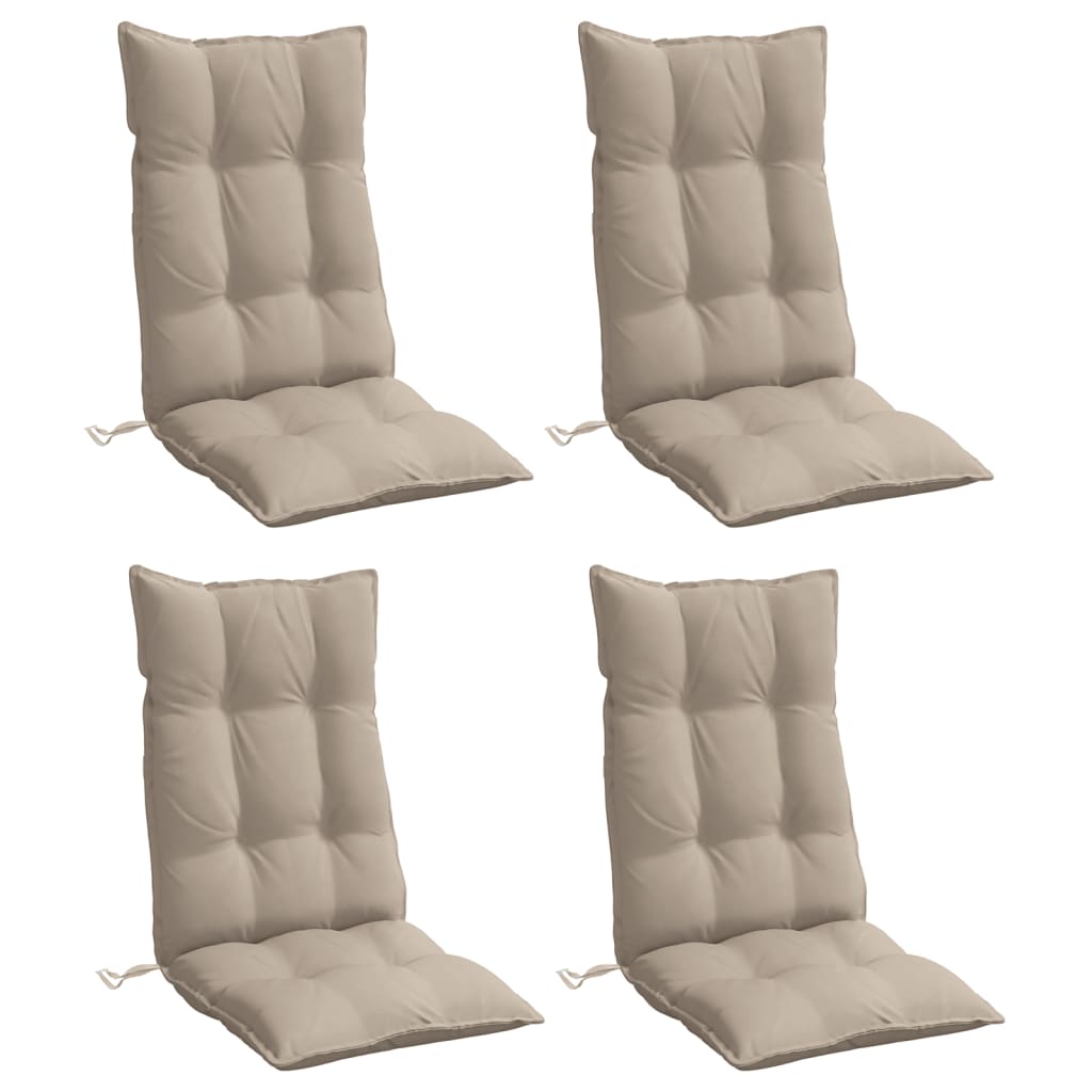 Cuscini per Sedia con Schienale Alto 4pz Tortora Tessuto Oxford | homemem39