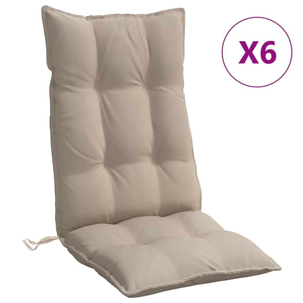 Cuscini per Sedia con Schienale Alto 6pz Tortora Tessuto Oxford | homemem39