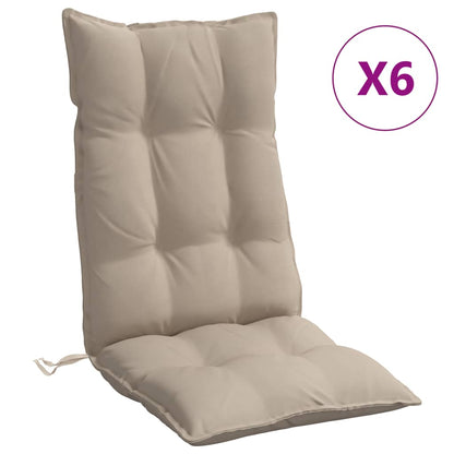 Cuscini per Sedia con Schienale Alto 6pz Tortora Tessuto Oxford | homemem39