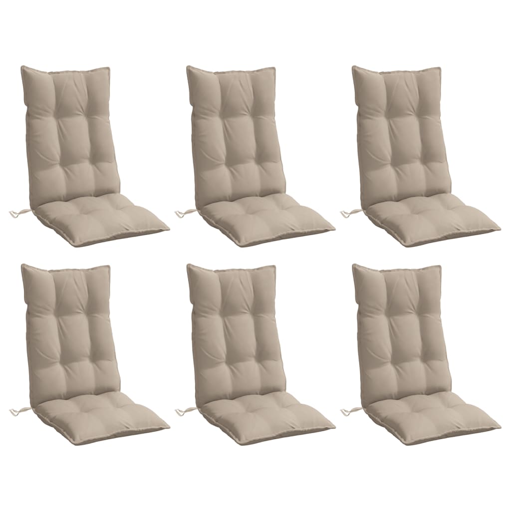 Cuscini per Sedia con Schienale Alto 6pz Tortora Tessuto Oxford | homemem39