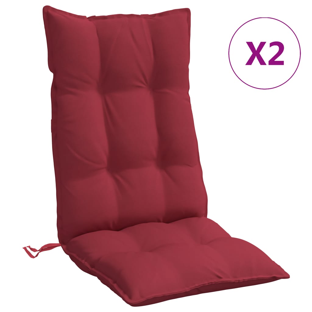 Cuscini Sedia con Schienale Alto 2 pz Rosso Vino Tessuto Oxford | homemem39