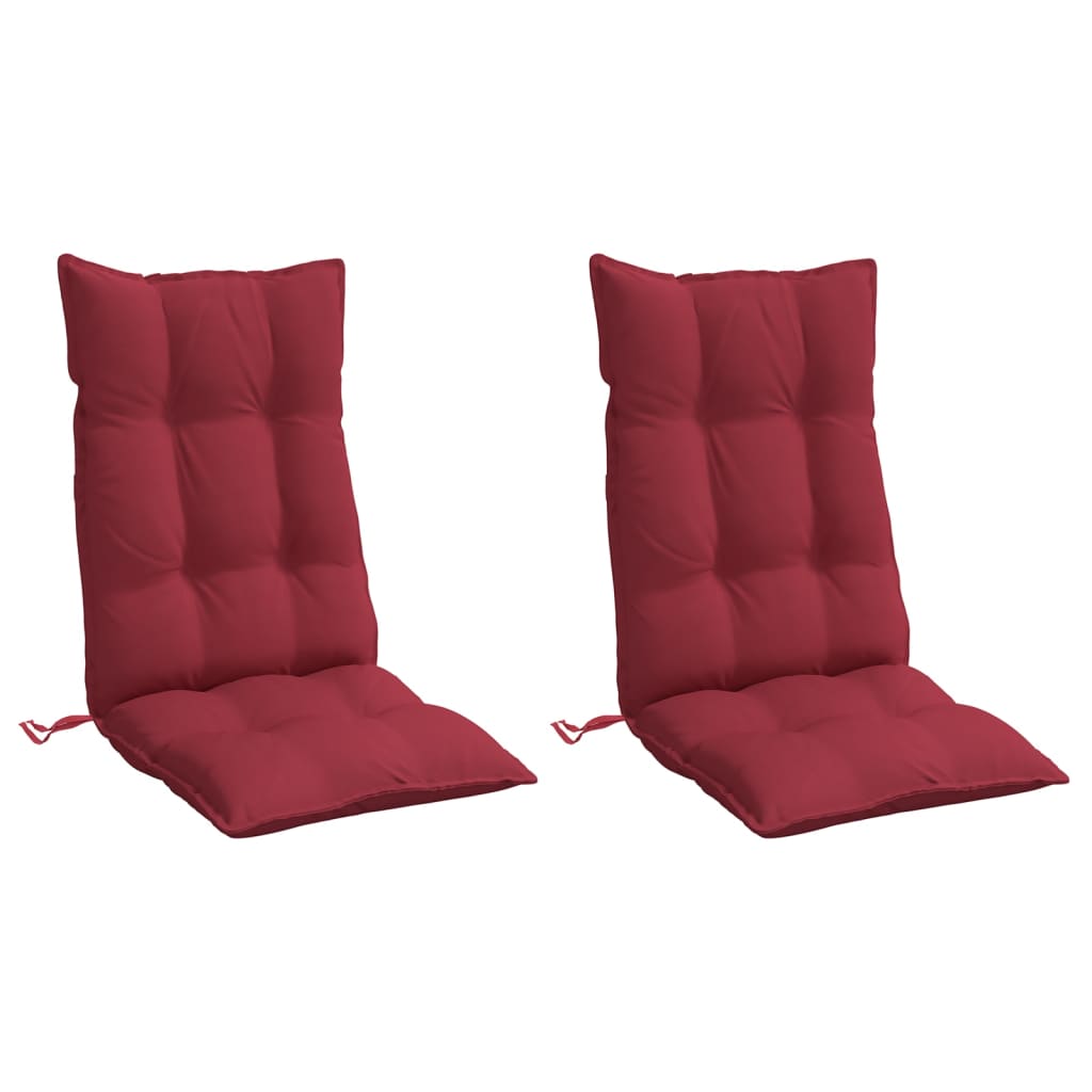 Cuscini Sedia con Schienale Alto 2 pz Rosso Vino Tessuto Oxford | homemem39