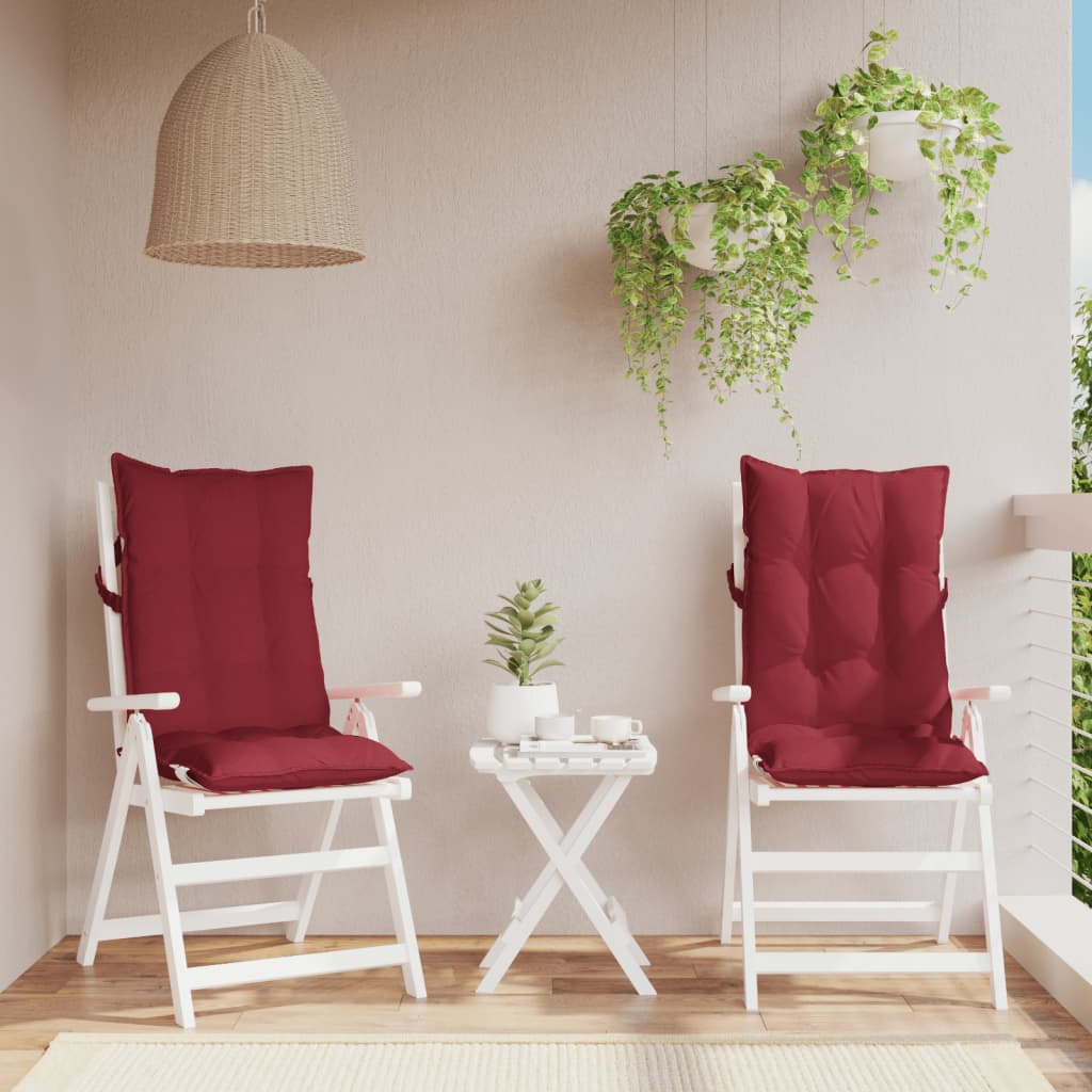 Cuscini Sedia con Schienale Alto 2 pz Rosso Vino Tessuto Oxford | homemem39