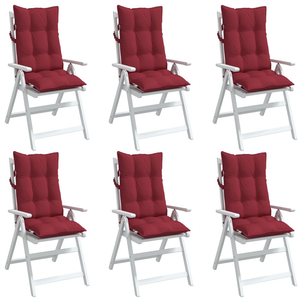 Cuscini Sedia con Schienale Alto 6 pz Rosso Vino Tessuto Oxford