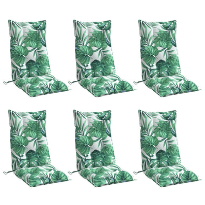 Cuscini Sedia Schienale Alto 6 pz Motivo Foglie Tessuto Oxford | homemem39