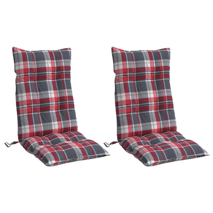 Cuscini Sedia Schienale Alto 2 pz Quadri Tessuto Oxford