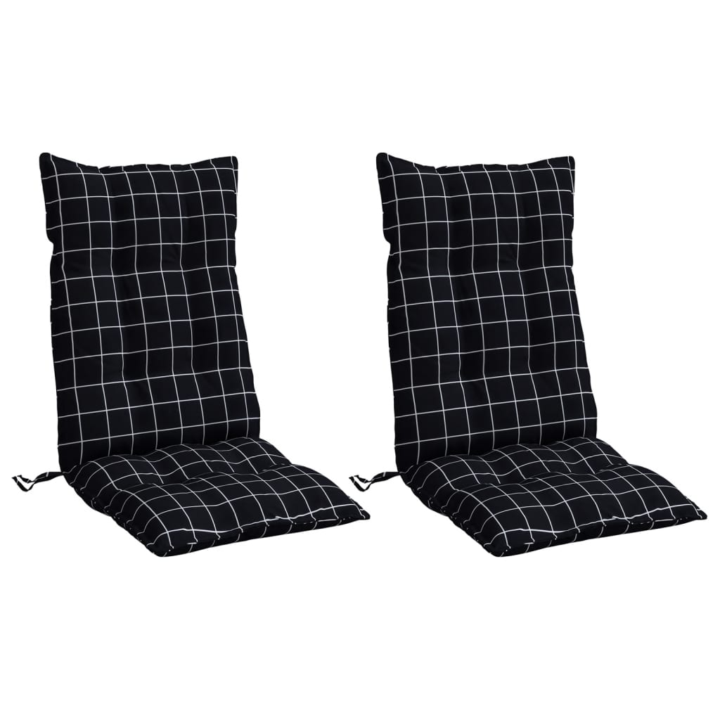 Cuscini Sedia Schienale Alto 2 pz Quadri Tessuto Oxford