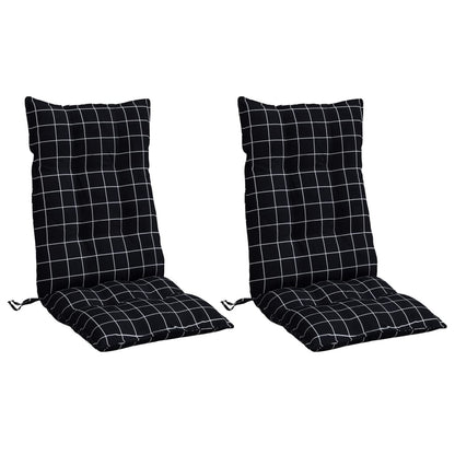 Cuscini Sedia Schienale Alto 2 pz Quadri Tessuto Oxford