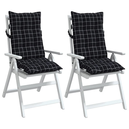 Cuscini Sedia Schienale Alto 2 pz Quadri Tessuto Oxford