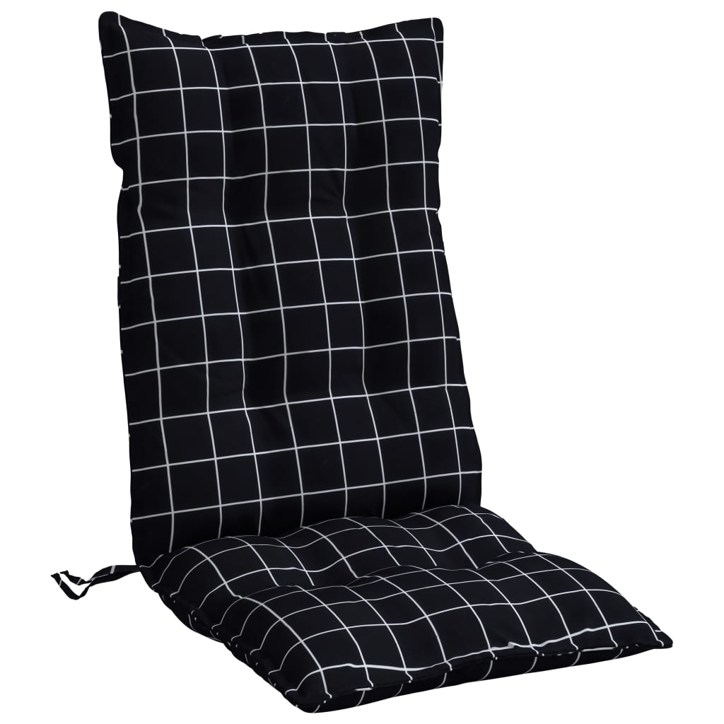 Cuscini Sedia Schienale Alto 2 pz Quadri Nero Tessuto Oxford | homemem39