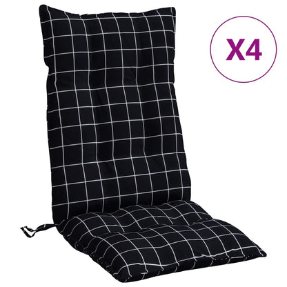 Cuscini Sedia Schienale Alto 4 pz Quadri Nero Tessuto Oxford | homemem39