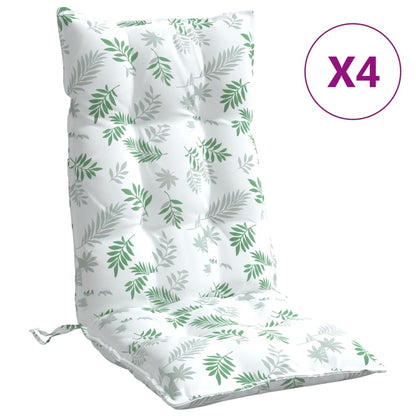 Cuscini Sedia Schienale Alto 4 pz Motivo Foglie Tessuto Oxford | homemem39