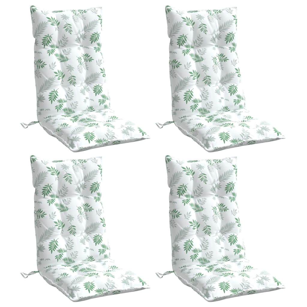 Cuscini Sedia Schienale Alto 4 pz Motivo Foglie Tessuto Oxford | homemem39