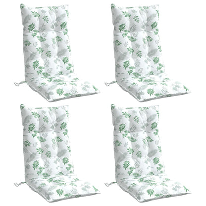 Cuscini Sedia Schienale Alto 4 pz Motivo Foglie Tessuto Oxford | homemem39