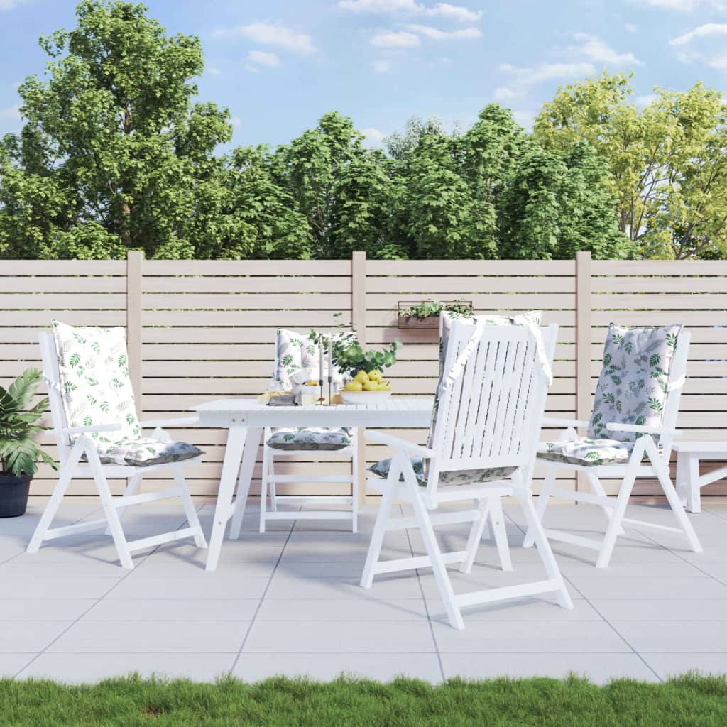Cuscini Sedia Schienale Alto 4 pz Motivo Foglie Tessuto Oxford | homemem39
